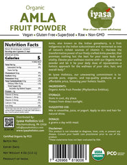 Close-up of Iyasa Organic Amla Powder texture, fine and uniform.