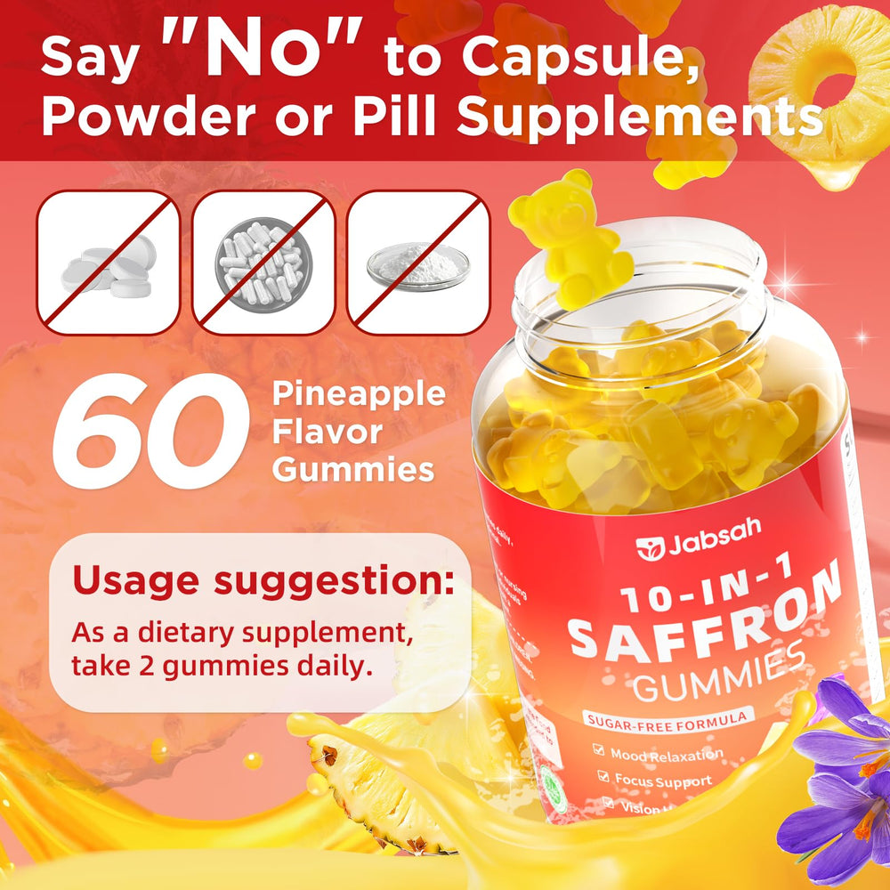 Jabsah Saffron Gummies eye wellness support through antioxidants.