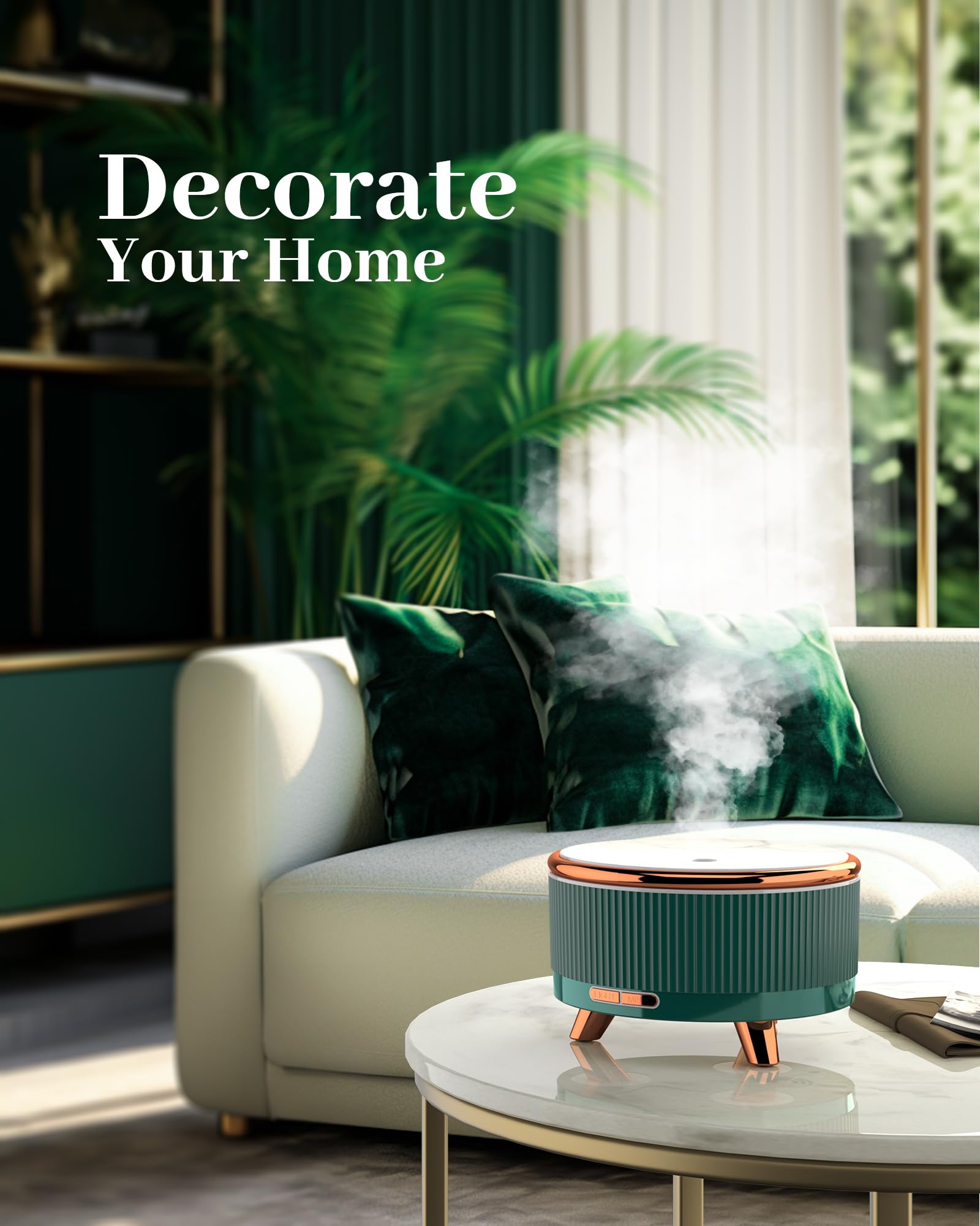 Jack & Rose diffuser in a living room setup showing large room coverage.