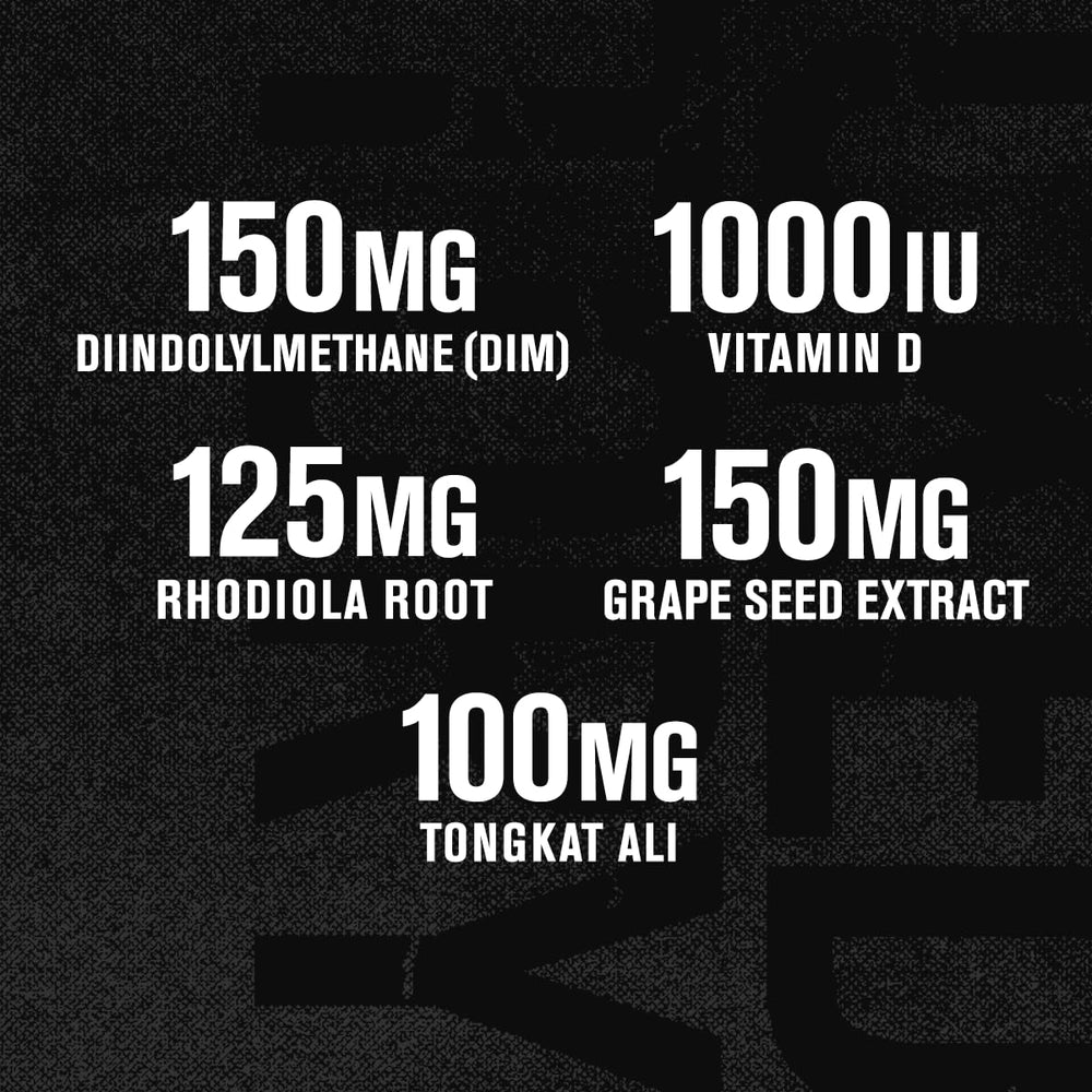 Jacked Factory Androsurge label close-up highlighting Tongkat Ali and DIM for energy and balance.