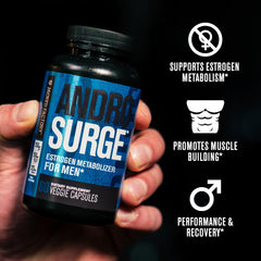 Jacked Factory Androsurge capsules feature Tongkat Ali and grape seed extract for natural energy.