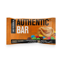 Jacked Factory Authentic Bar peanut butter candy close-up of real ingredients and flavor.