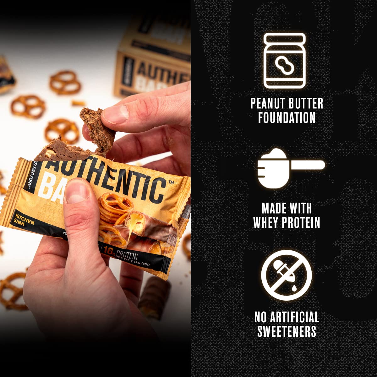 Jacked Factory Authentic Bar real honey and natural ingredients for clean energy.