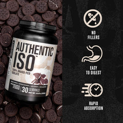 ISO label close-up—non-GMO formula, no fillers.