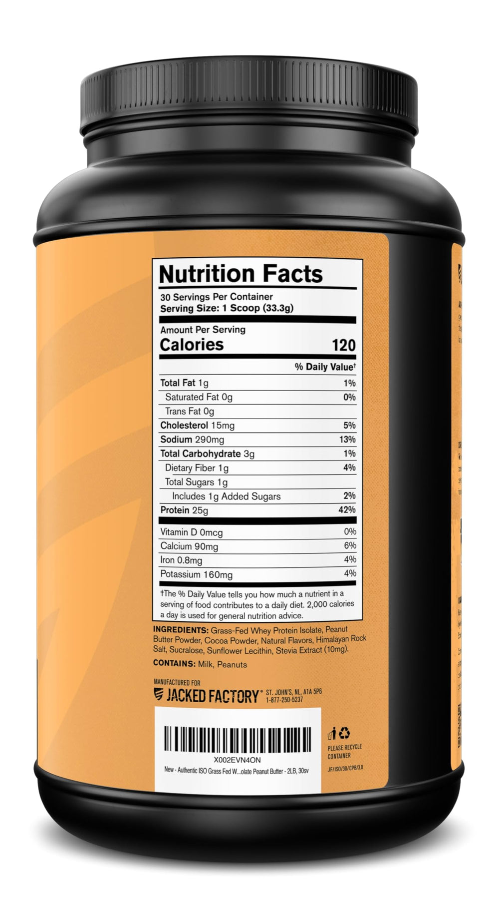 Retail packaging box of Jacked Factory Authentic ISO Whey with brand emphasis