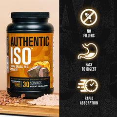 Authentic ISO whey scoop ready to measure a fast absorbing protein serving