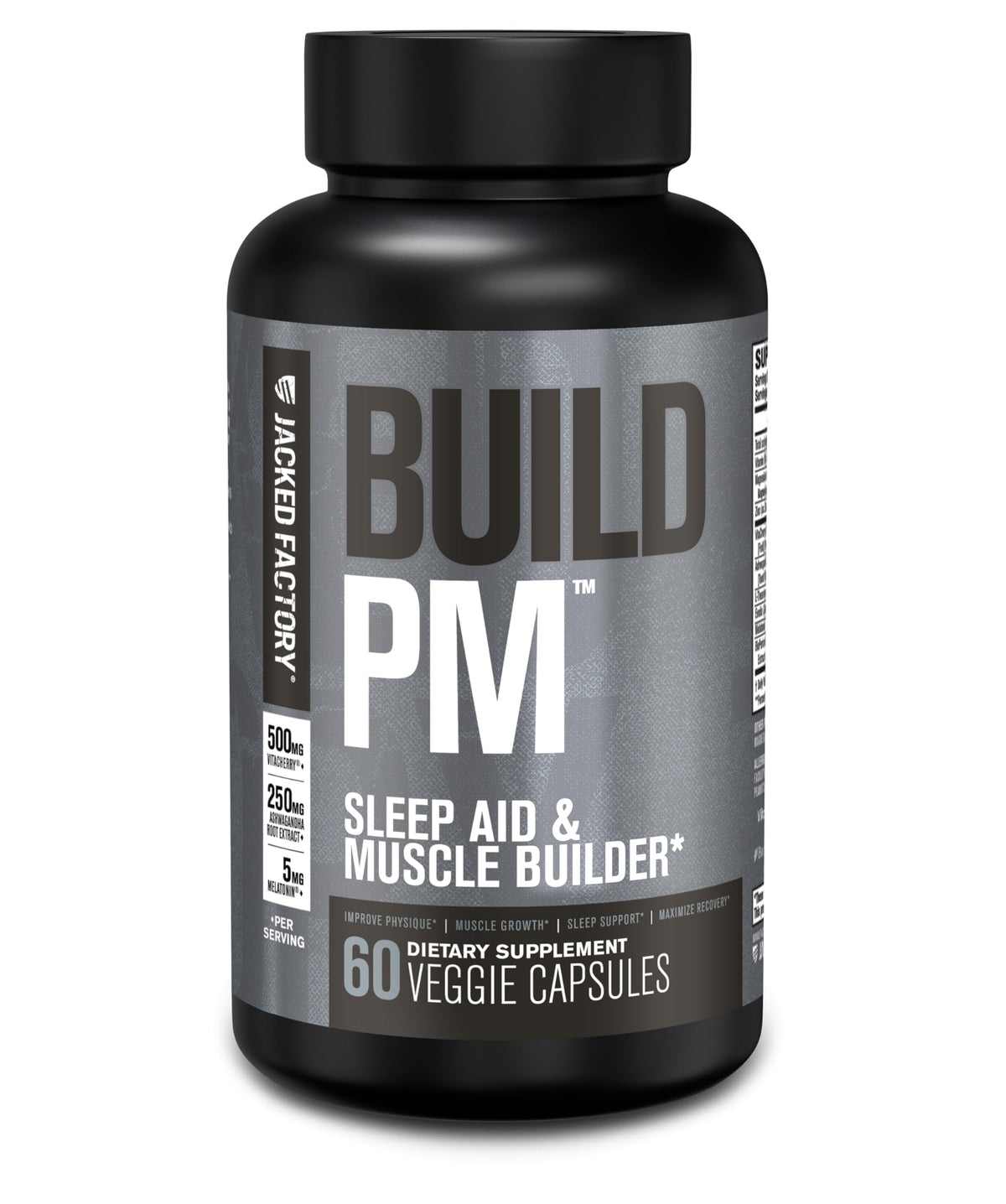 Jacked Factory Build PM bottle promotes nightly recovery and sleep support.