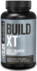 Jacked Factory Build-XT bottle close-up highlighting Peak02 for endurance.