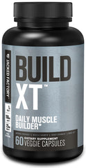 Jacked Factory Build-XT bottle shown for daily muscle support and easy dosing.