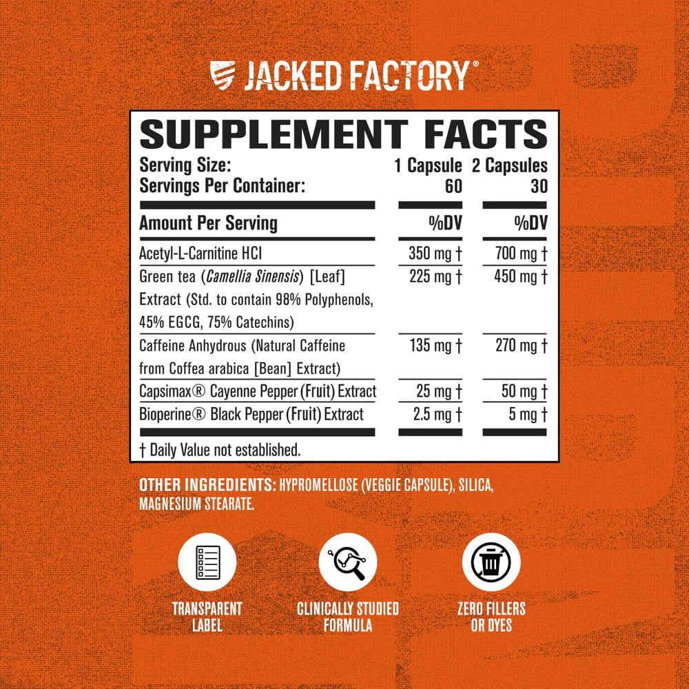 Jacked Factory Burn-XT packaging emphasizing Capsimax for appetite support