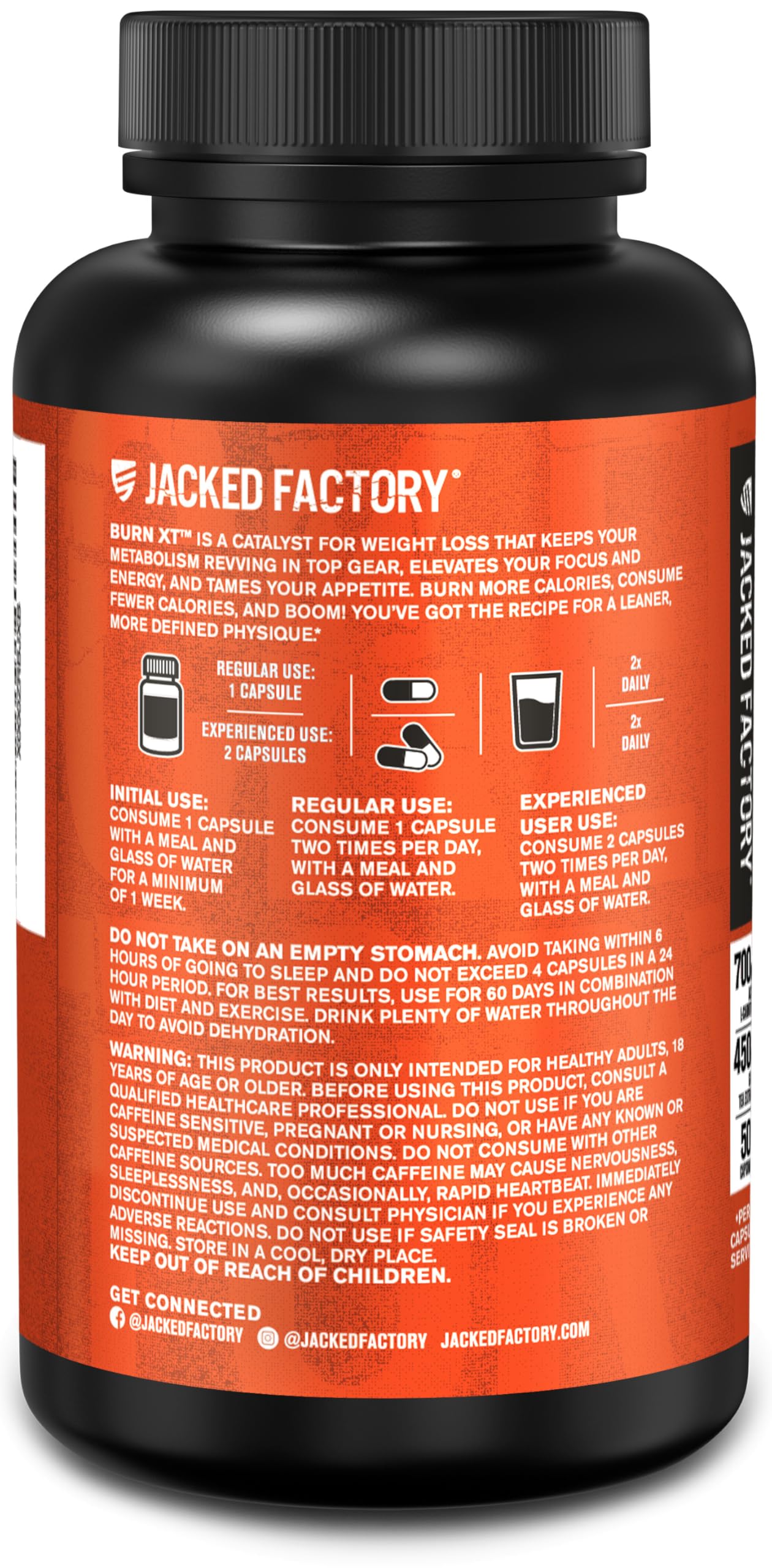 Jacked Factory Burn-XT packaging in a clean kitchen setup