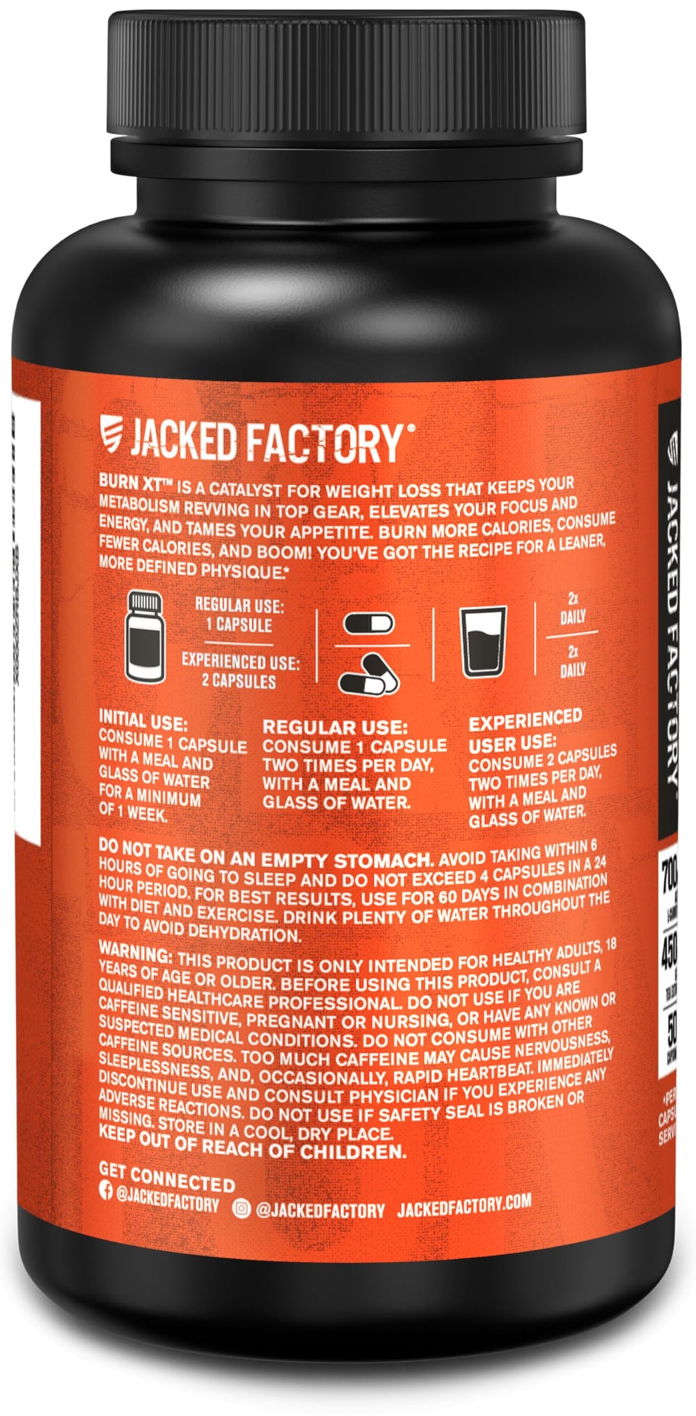 Jacked Factory Burn-XT packaging in a clean kitchen setup