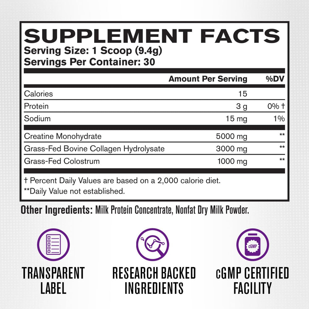 Jacked Factory Colostrum visuals emphasize immune and gut wellness potential