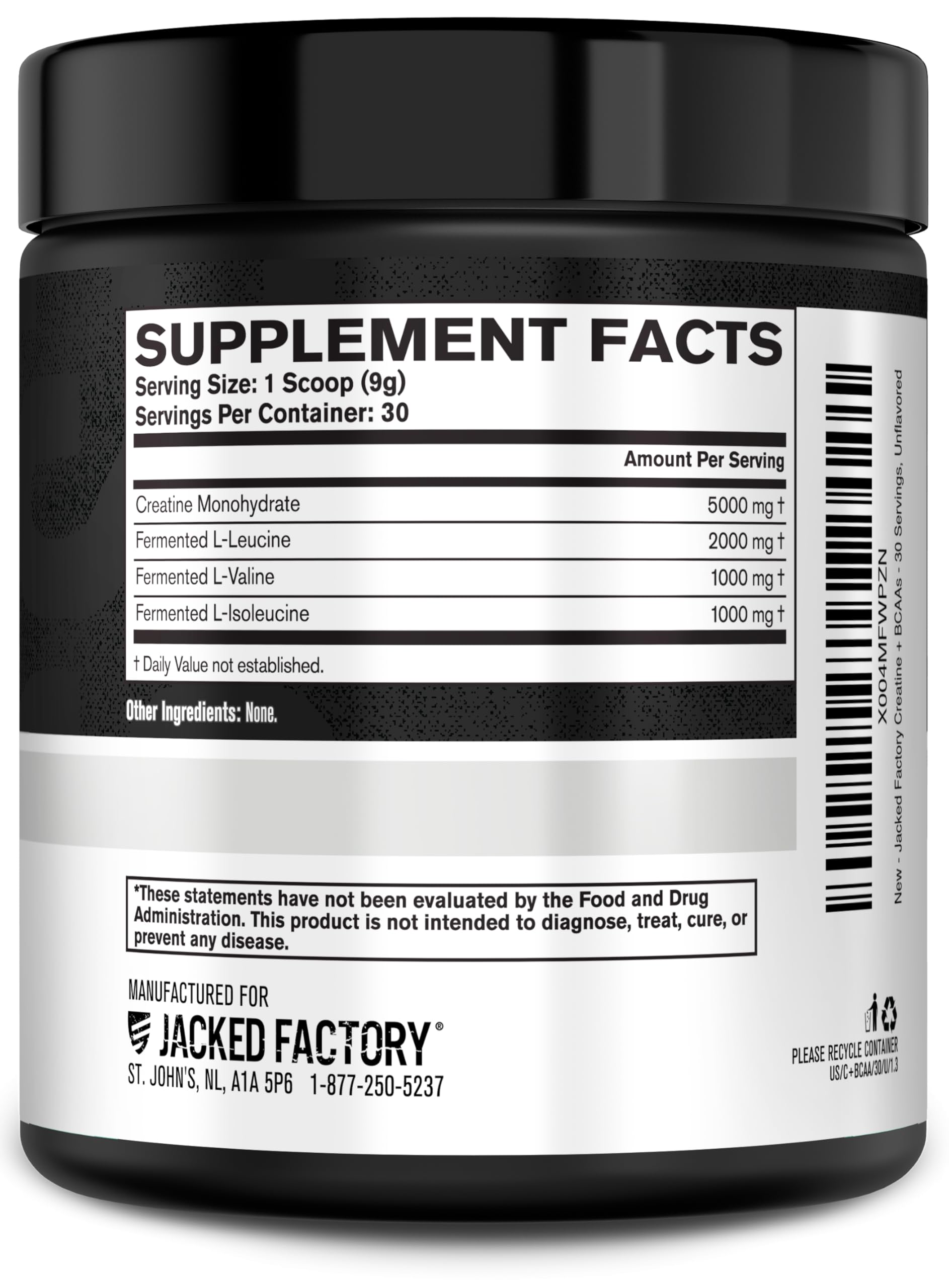 Jacked Factory Creatine + BCAAs packaging on desk suggests daily supplementation for training.