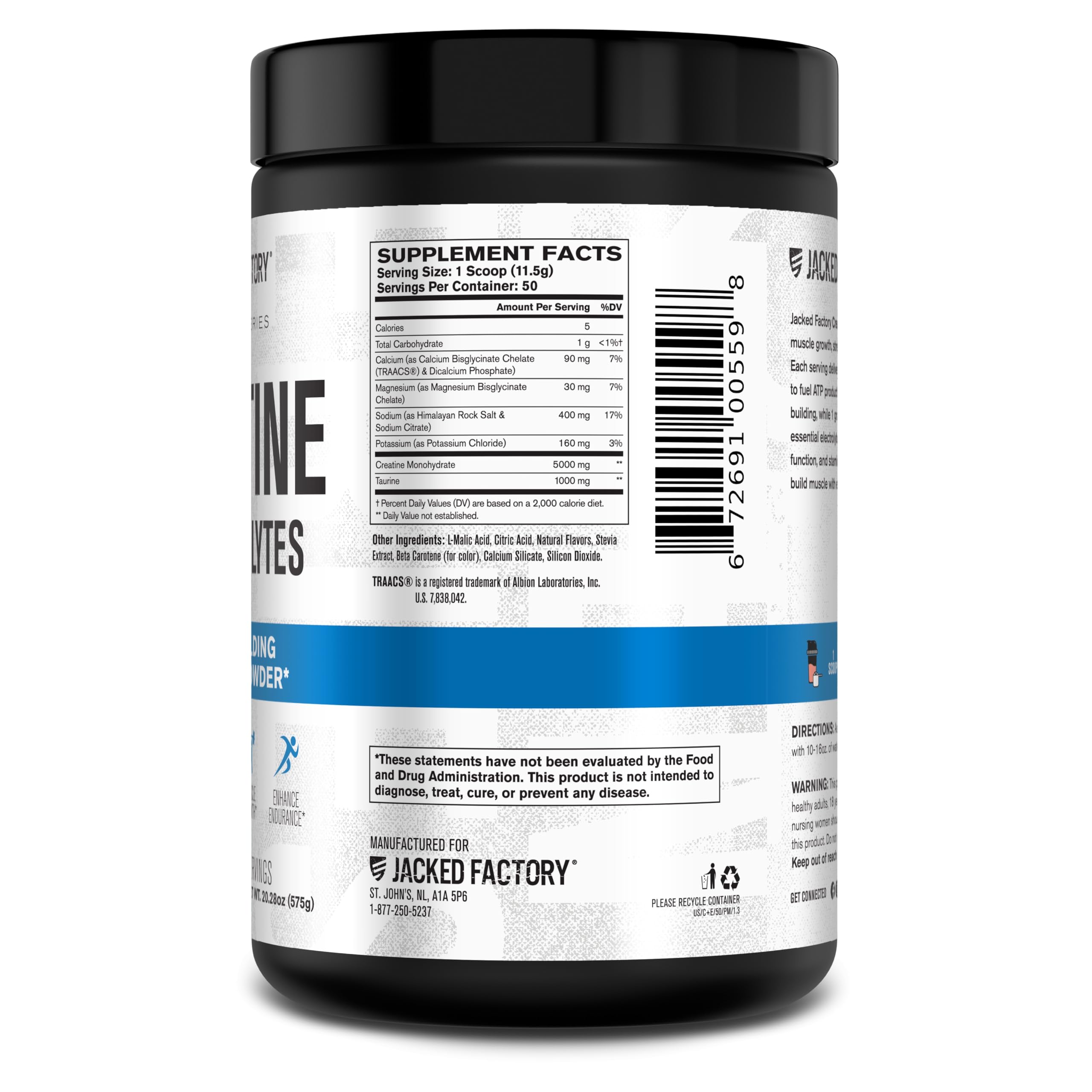 Powder dissolves quickly in water to form a refreshing Jacked Factory Creatine + Electrolytes shake.