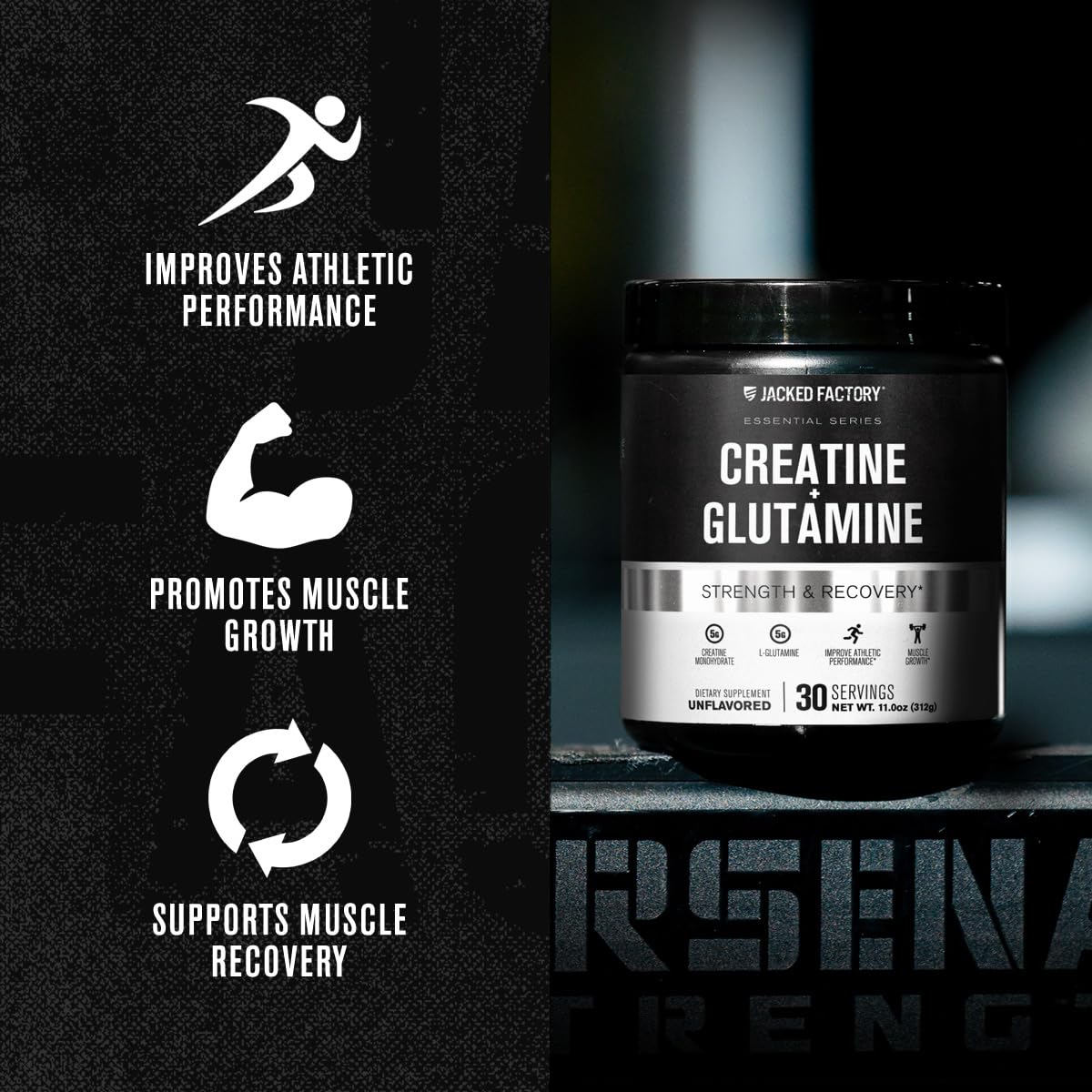 Jacked Factory Creatine + Glutamine mix in glass shows smooth dissolve.