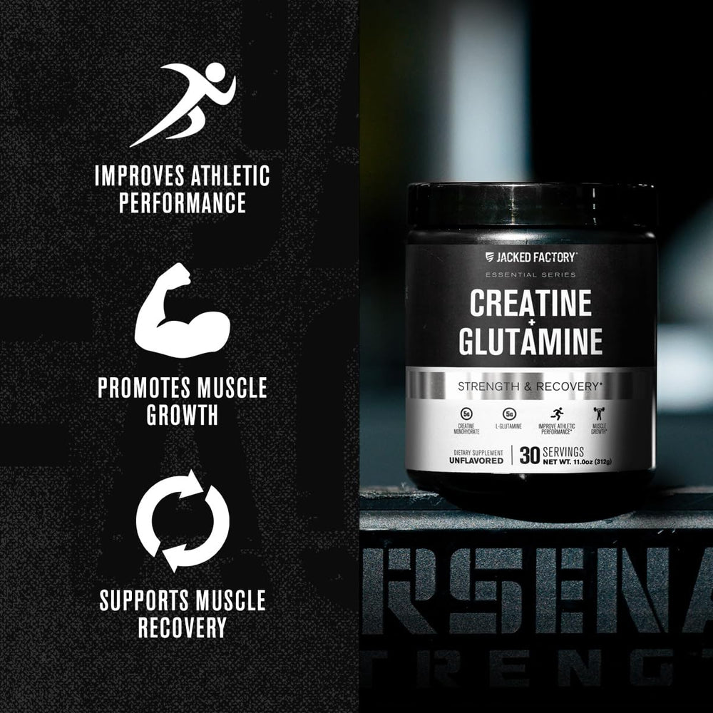 Jacked Factory Creatine + Glutamine mix in glass shows smooth dissolve.