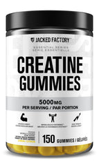 Jacked Factory Creatine Gummies bottle front view with lemon flavor for convenient daily use.