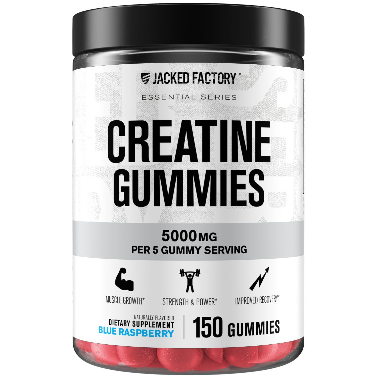 Jacked Factory Creatine Gummies bottle front for convenient daily workouts