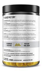 Jacked Factory Creatine Gummies 150-count packaging back side details.