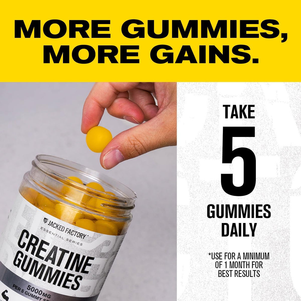 Jacked Factory Creatine Gummies vegan-friendly pectin base highlighted.