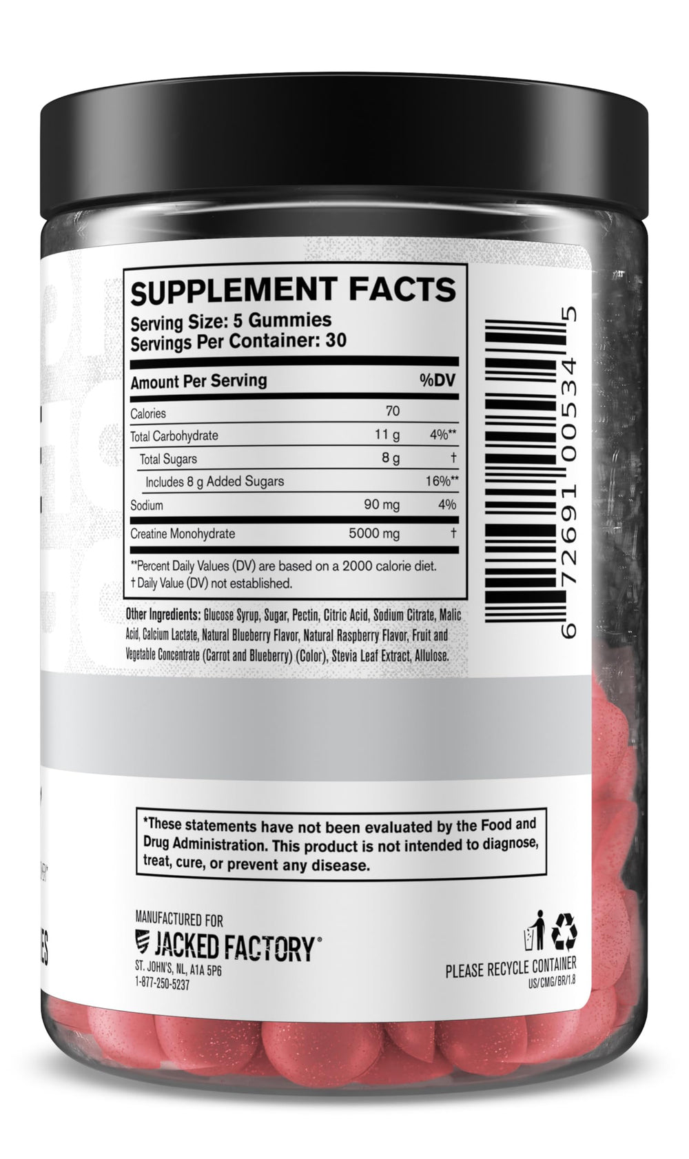 Jacked Factory Creatine Gummies vegan symbol reinforces plant-based option for athletes