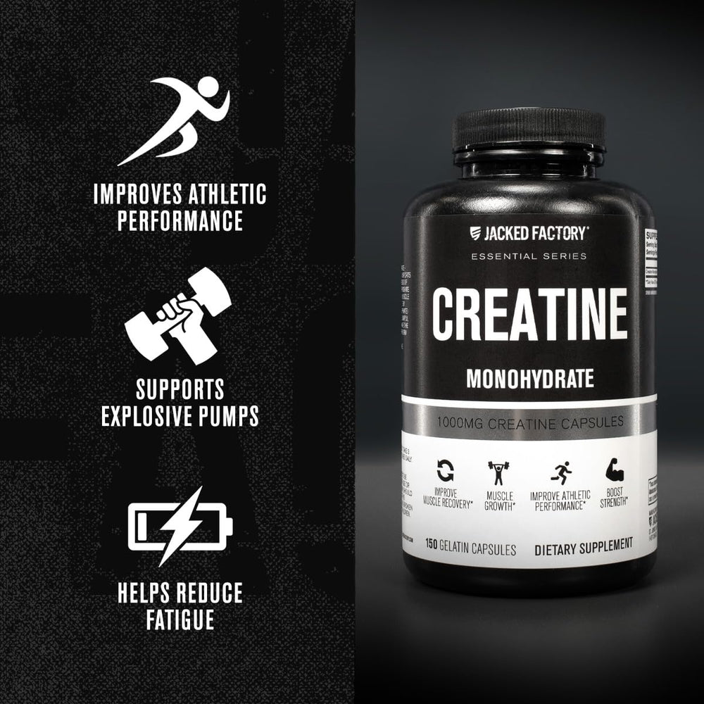 Open Jacked Factory Creatine Monohydrate bottle ready for routine training days.