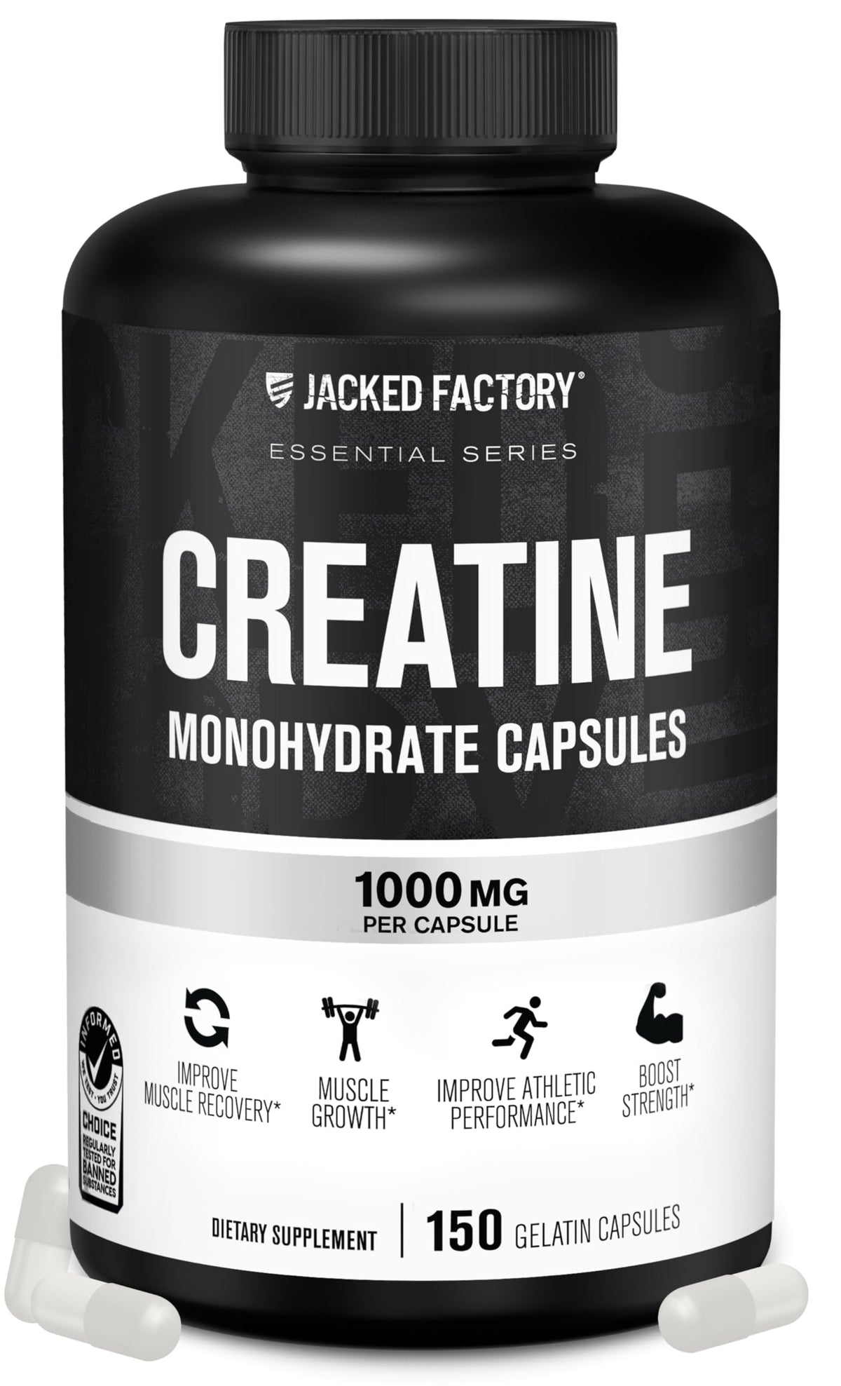 Jacked Factory Creatine Monohydrate bottle for convenient daily supplementation.