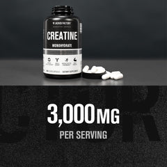 Close-up of Jacked Factory creatine capsules showing easy pre- or post-workout dosing.
