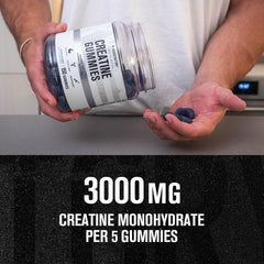 Jacked Factory Creatine Gummies serving shows 5 gummies delivering 3000 mg
