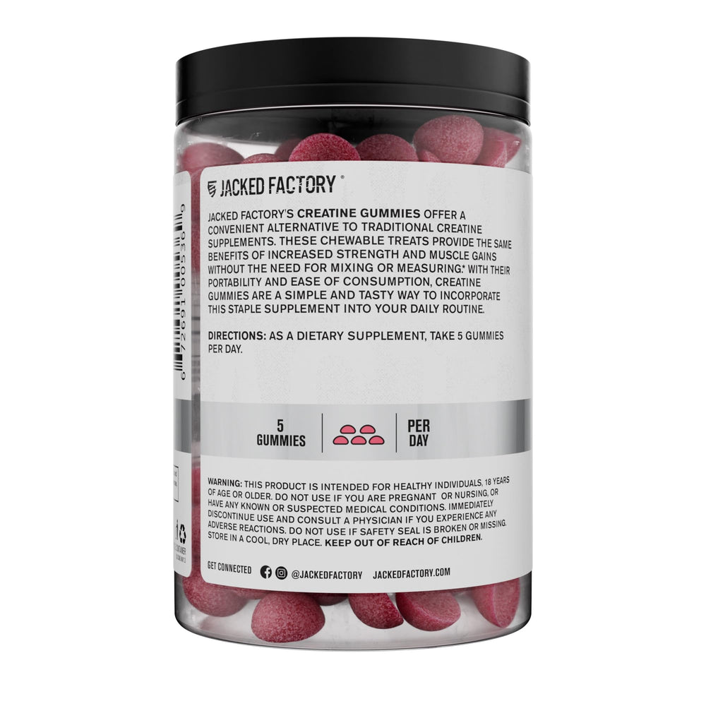 Jacked Factory Watermelon flavor gummies close-up, inviting and refreshing to chew.