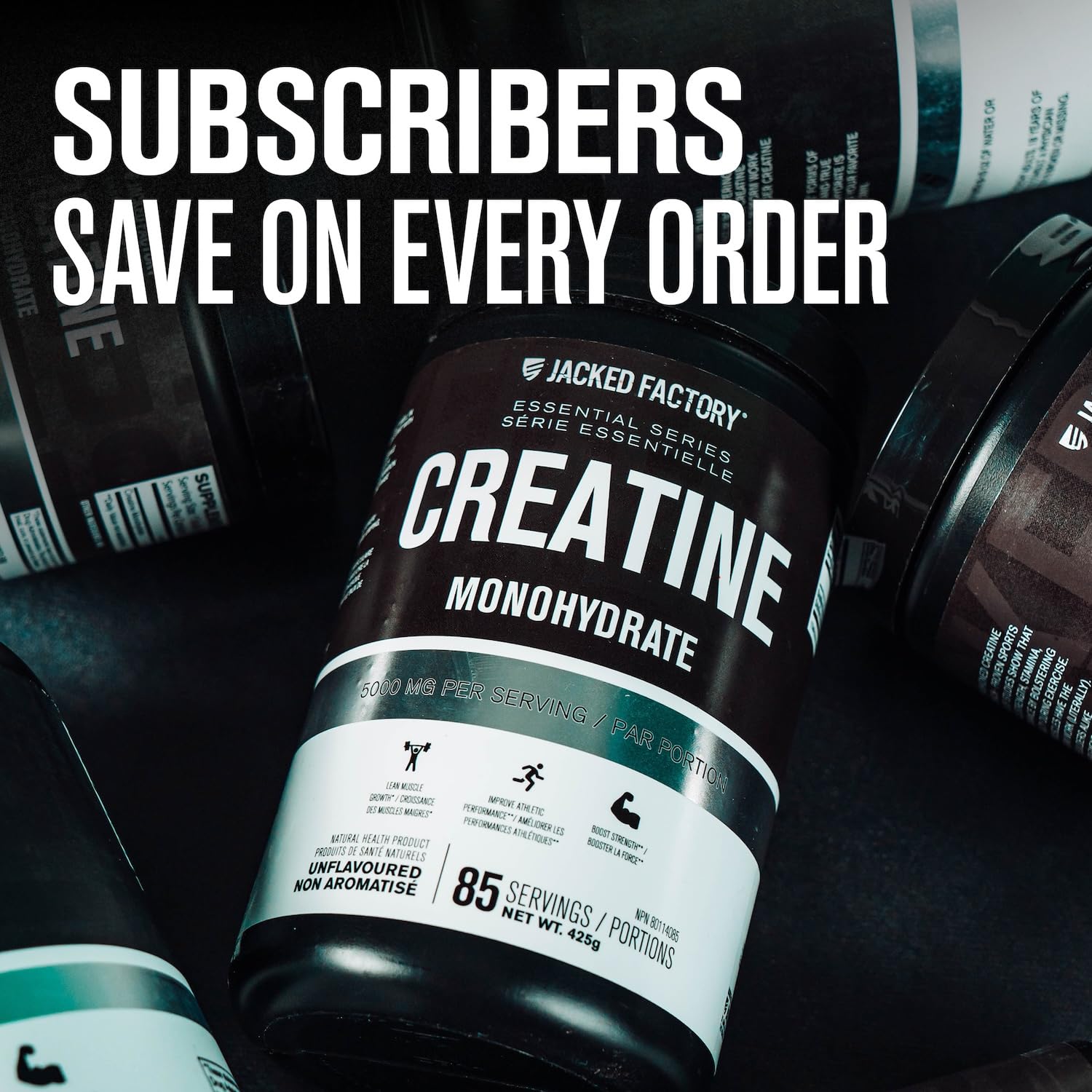Jacked Factory Creatine Monohydrate in a kitchen setup for daily routine