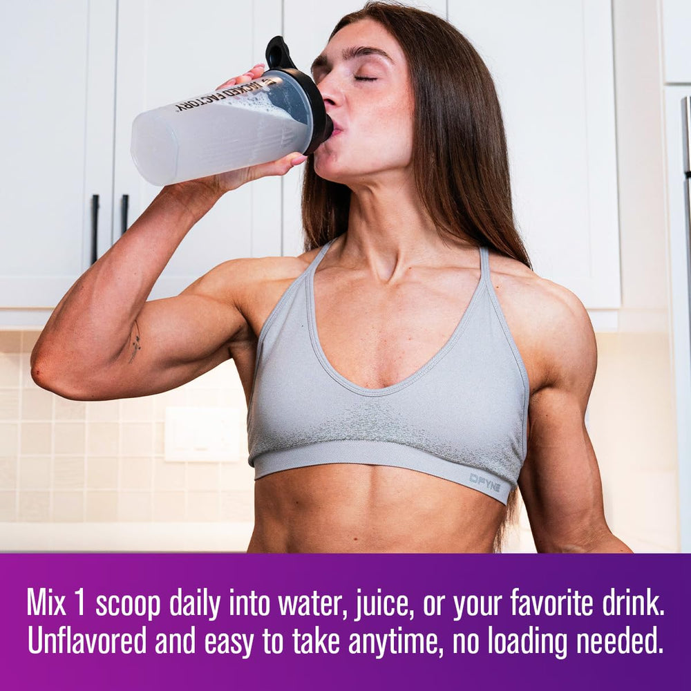 Jacked Factory Creatine Monohydrate label highlights collagen and colostrum ingredients