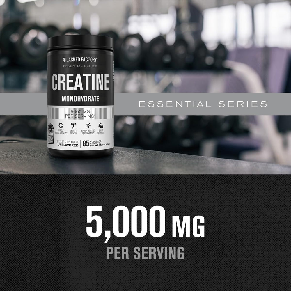 Pouring Jacked Factory Creatine Monohydrate into liquid for quick mixing.