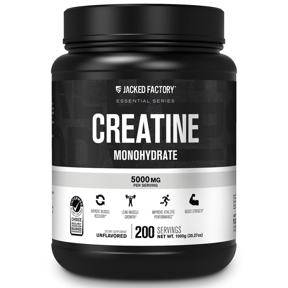 Jacked Factory Creatine Monohydrate powder bottle front view for daily performance support