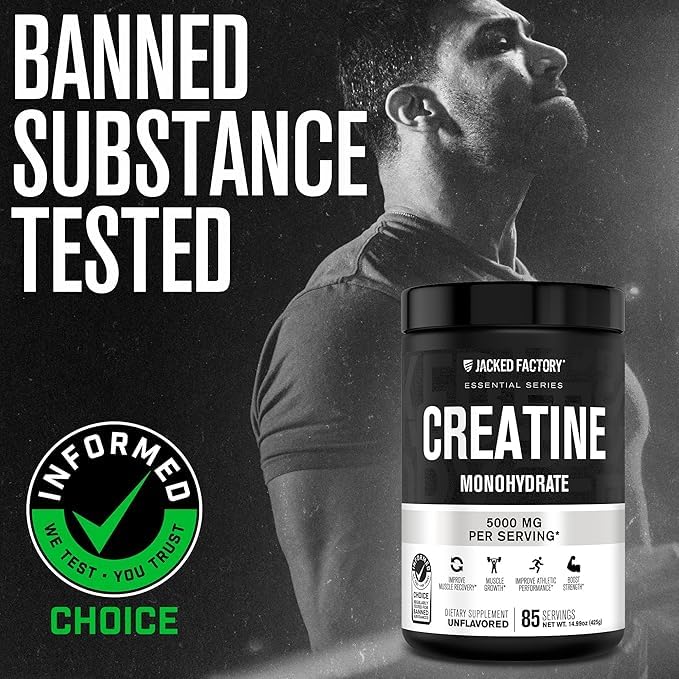 Scoop of Jacked Factory Creatine Monohydrate with a precise 5 g serving.
