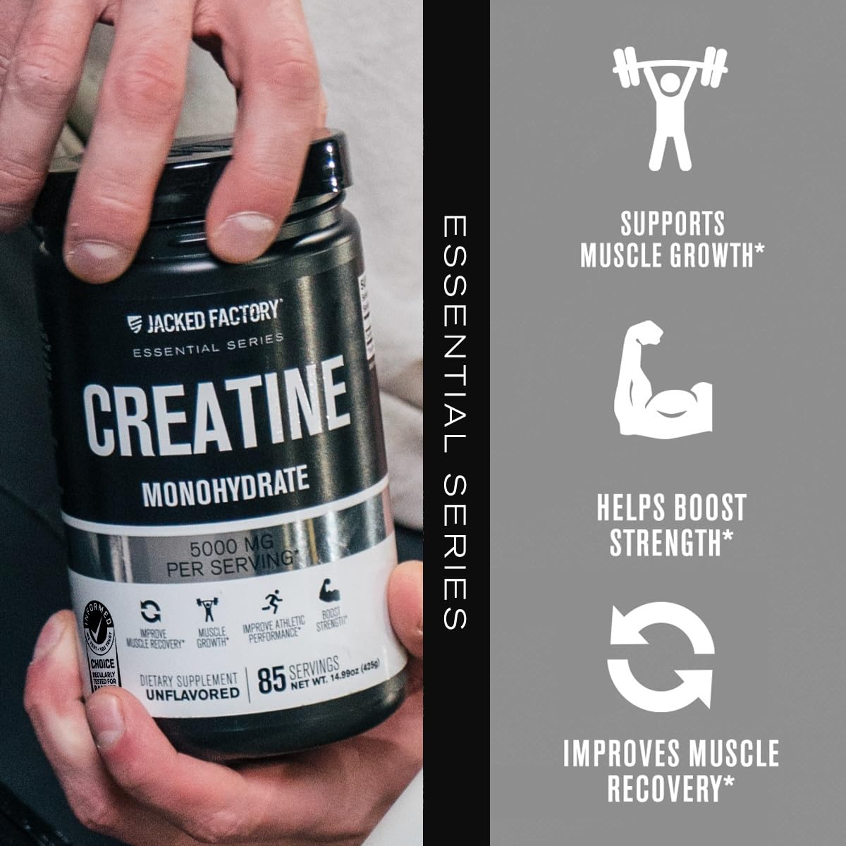 Shaker with mixed Creatine Monohydrate post-workout drink.