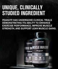 Jacked Factory Essentials Muscle Builder capsules closeup highlights PeakATP formulation for energy.