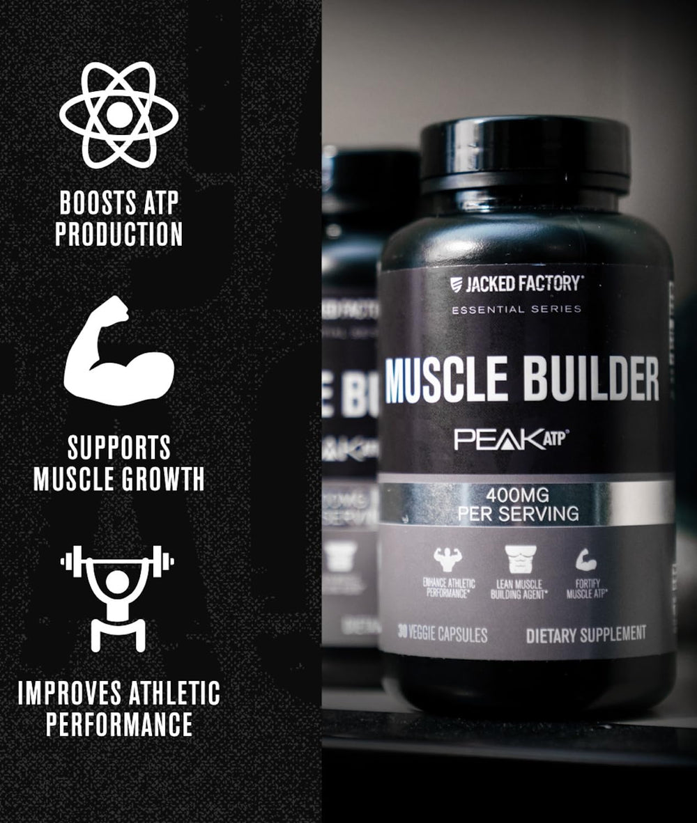 Jacked Factory Essentials Muscle Builder packaging image conveys quality for lean gains.