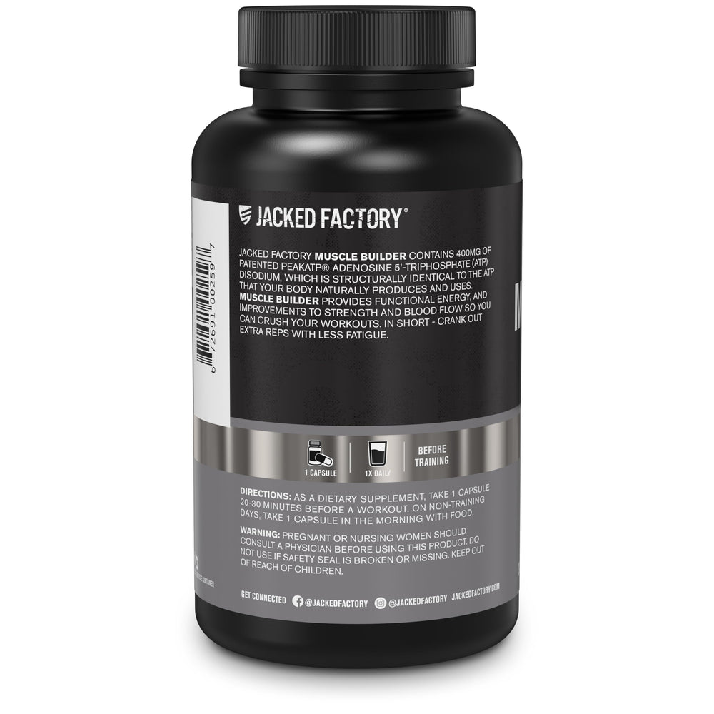 Jacked Factory Essentials Muscle Builder lifestyle shot suggests active daily energy and performance.