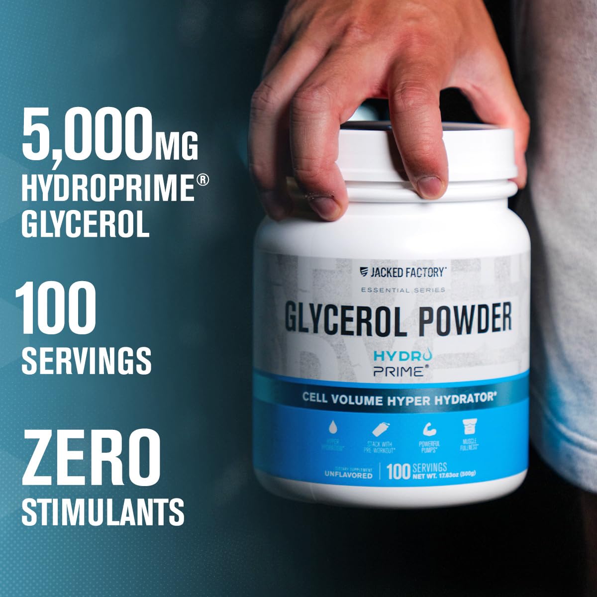 Jacked Factory Glycerol Pump Powder scoop demonstrates easy mixing.