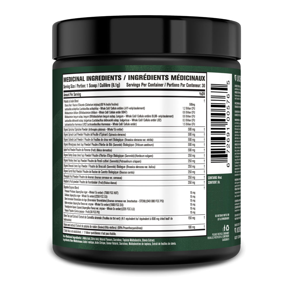 Jacked Factory Green Surge powder scoop ready for smoothies