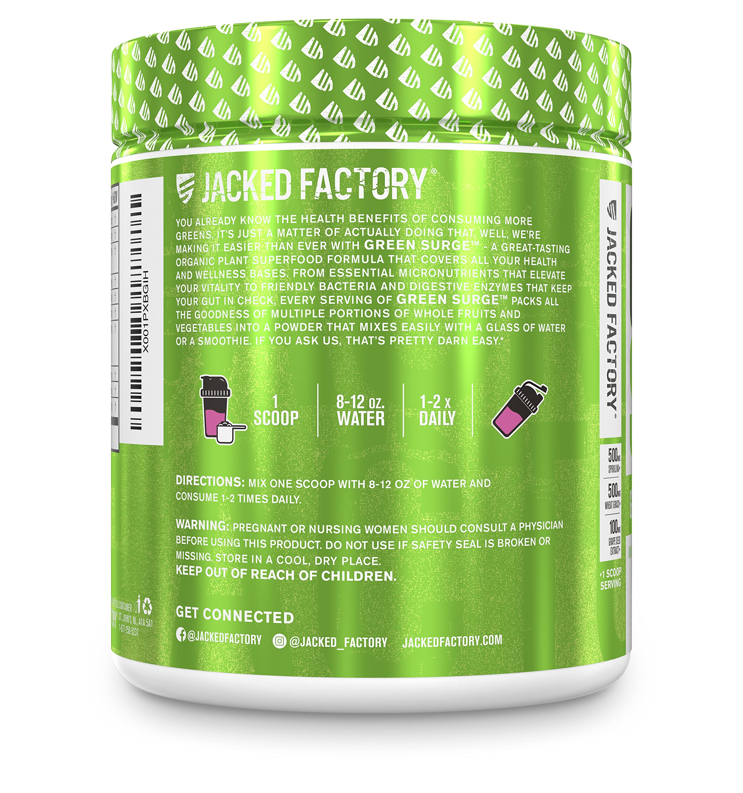 Jacked Factory Green Surge servings pack for easy daily use