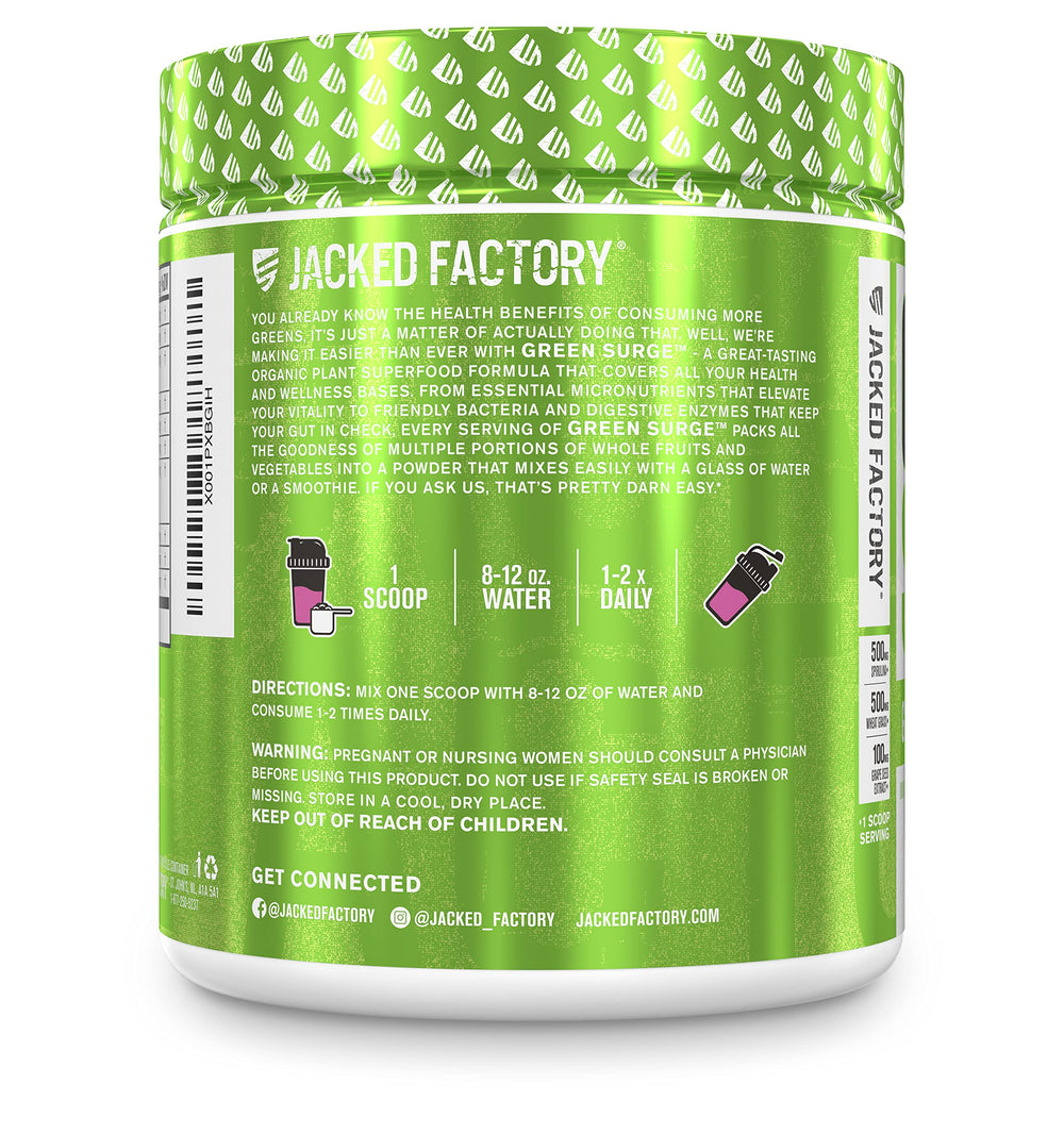Jacked Factory Green Surge servings pack for easy daily use