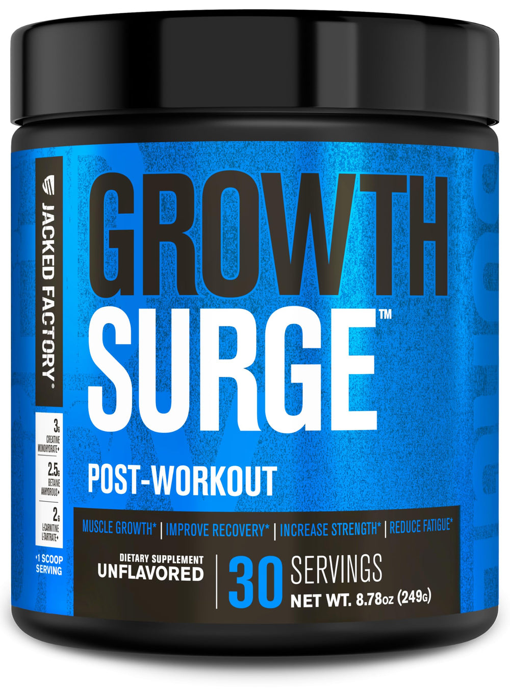 Growth Surge tub by Jacked Factory for post-workout lean muscle support.