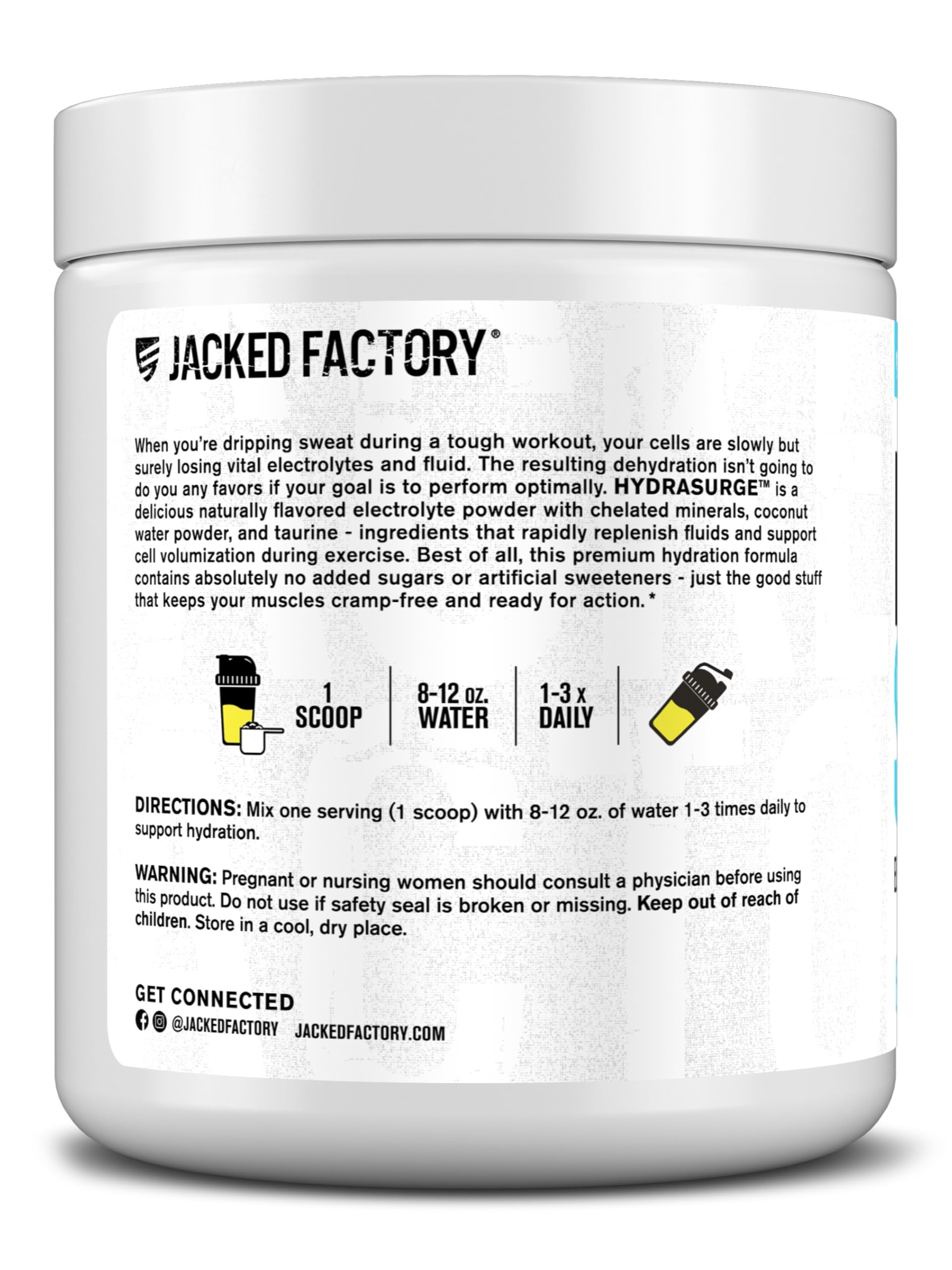 Jacked Factory HYDRASURGE lemonade on kitchen counter for macro-friendly hydration.