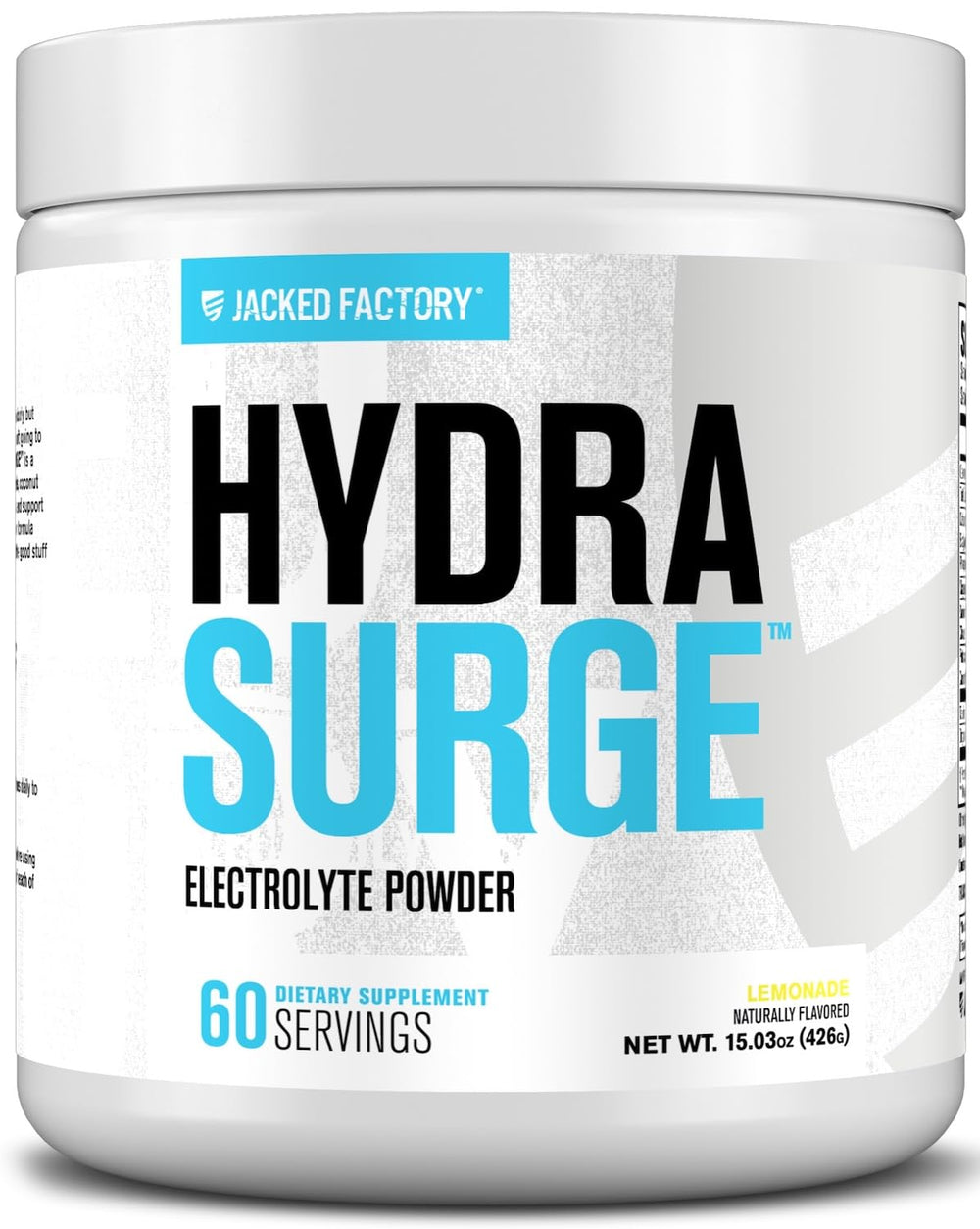 Jacked Factory HYDRASURGE lemonade bottle ready for post-workout hydration.