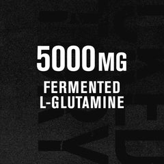 Jacked Factory L-Glutamine powder bottle and label showing vegan fermented formula