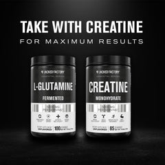 Jacked Factory L-Glutamine powder pour into water for quick post-workout mixing