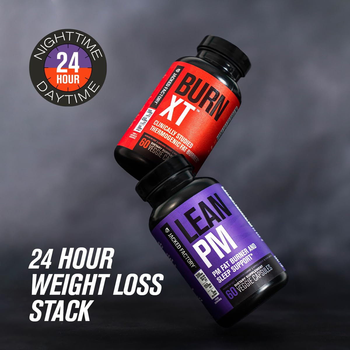 Jacked Factory Lean PM with glass of water suggests a simple nightly ritual.
